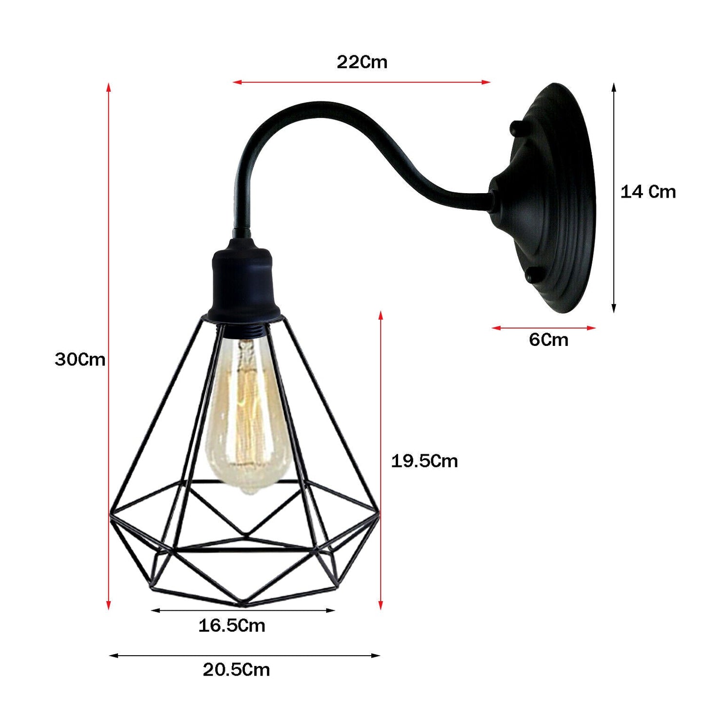 Modern Industrial  Vintage Indoor Black colour Wall Light Lamp Fitting