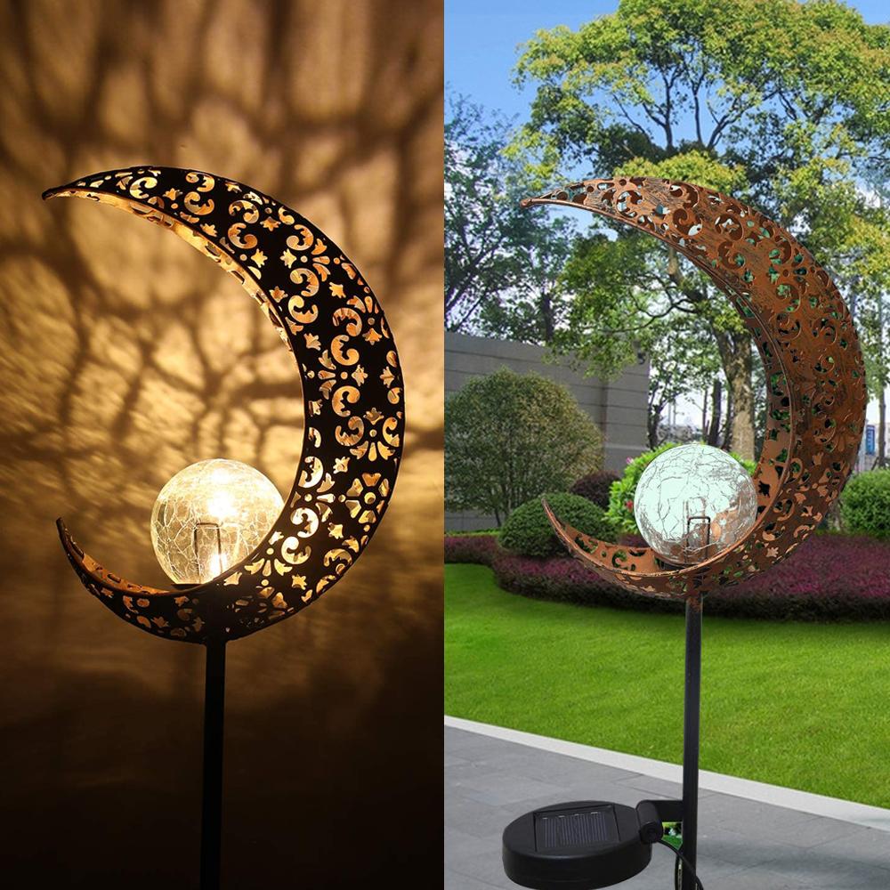 Solar wrought iron moon lawn lamp