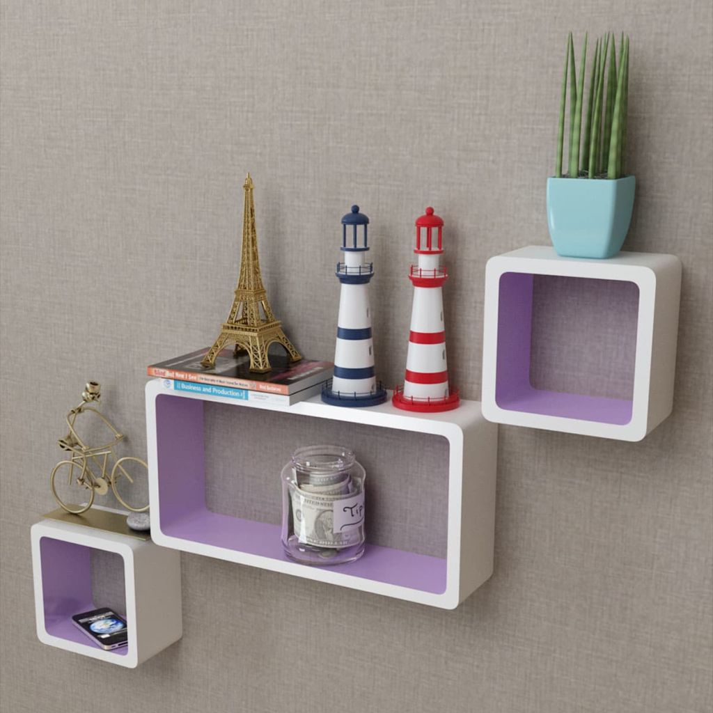 Wall Cube Shelves 6 pcs White and Black