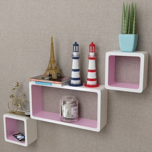 Wall Cube Shelves 6 pcs White and Black