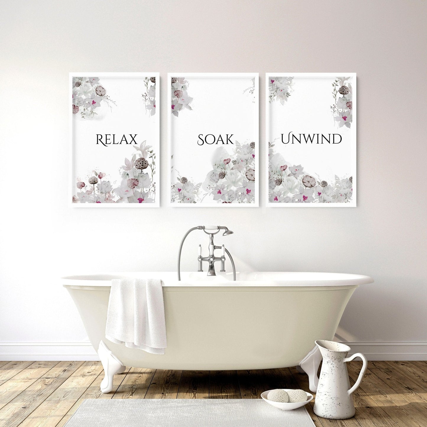 Country bathroom wall decor Set of 3 wall art